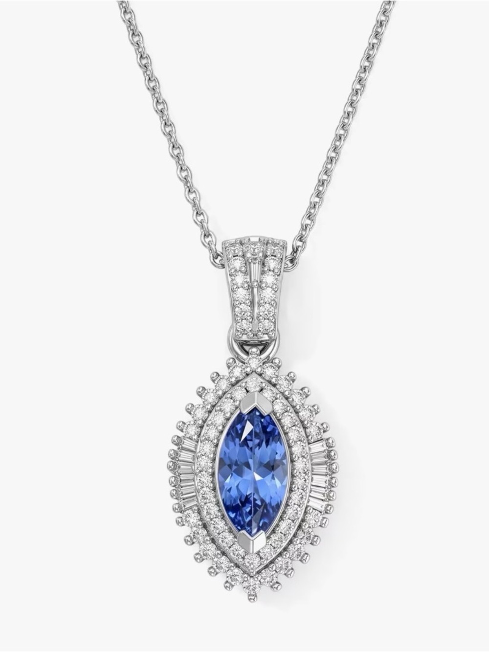 DJoy Premium Tanzanite/Diamond 1.45 ctw Vintage Royal Crest Pendant Necklace New